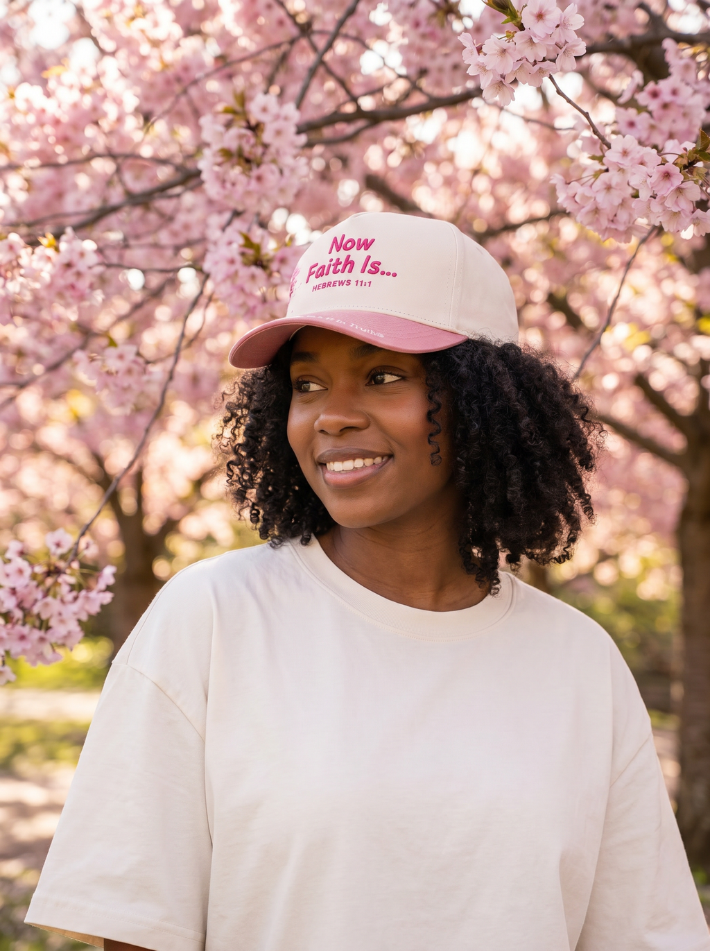 Child Of Grace Now Faith Is Blossom Dad Hat — cherry blossom editorial