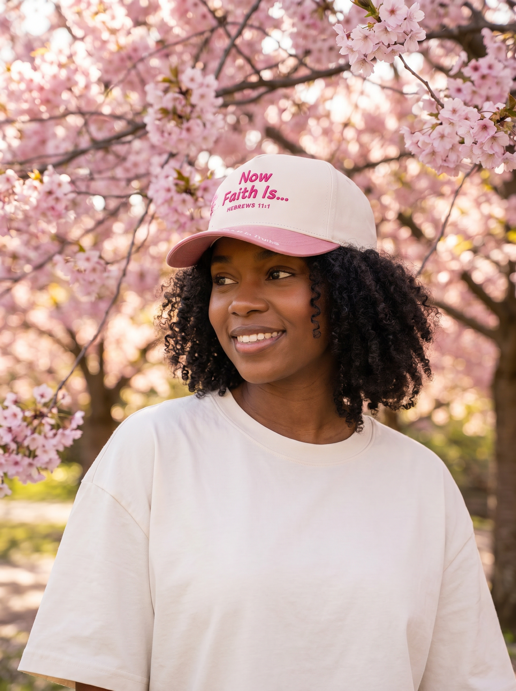 Child Of Grace Now Faith Is Blossom Dad Hat — cherry blossom editorial