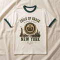Heritage NY Ringer Tee flat-lay on natural linen